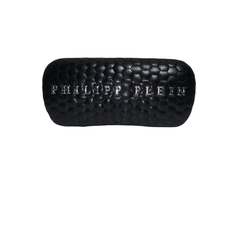 Phillip Plein Black Clamshell Leather Eyeglasses-Sunglasses Box With Cloth